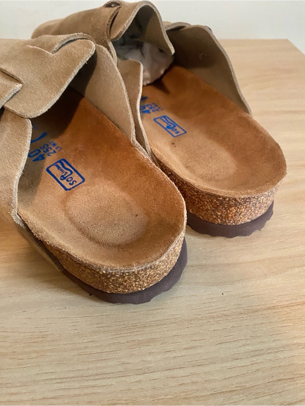 *needs fix* Birkenstock Boston Taupe Suede Soft Footbed Clogs EU 40 US Women’s 9 - Picture 5 of 8